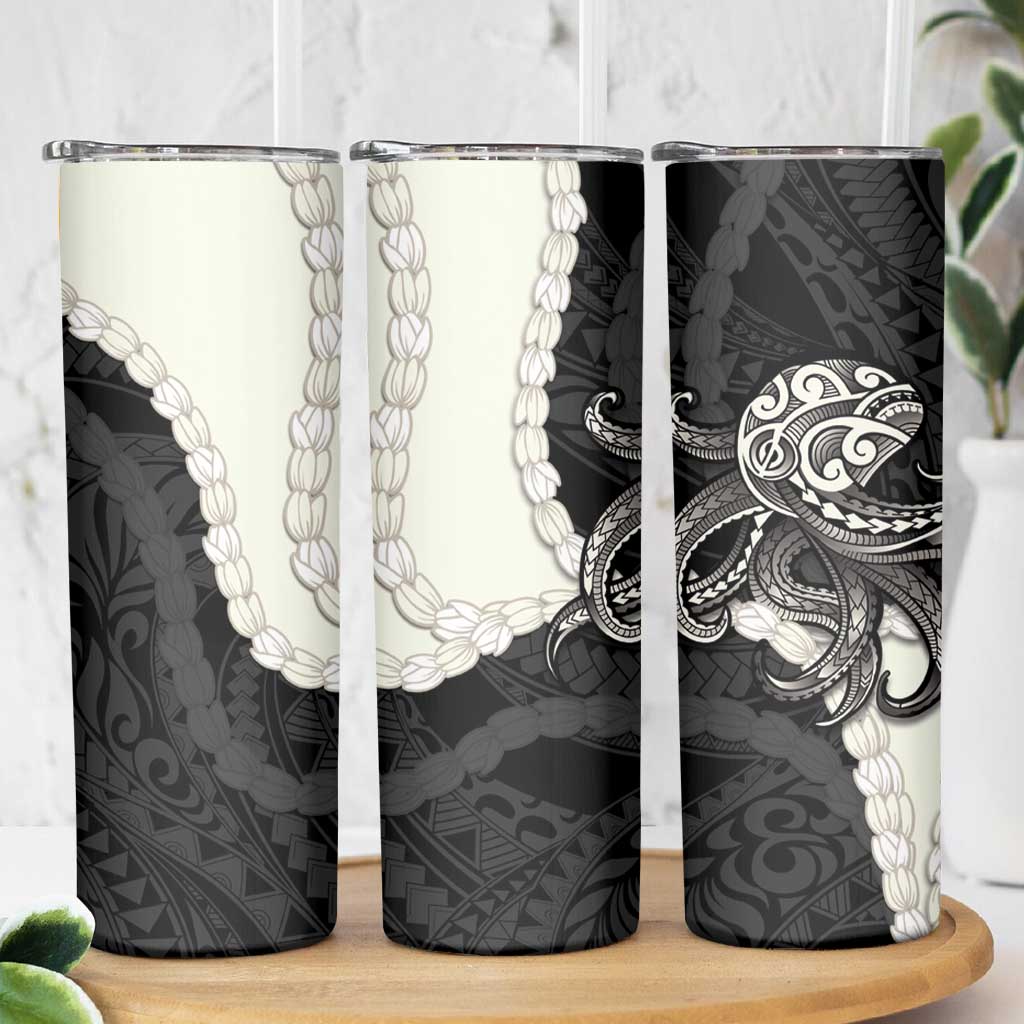 Black Polynesia Tribal Octopus Tattoo Skinny Tumbler Pikake Lei Polynesian Pattern