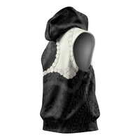 Black Polynesia Tribal Octopus Tattoo Sleeveless Hoodie Pikake Lei Polynesian Pattern