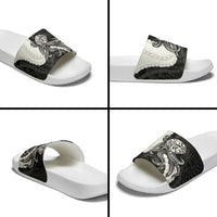 Black Polynesia Tribal Octopus Tattoo Slide Sandals Pikake Lei Polynesian Pattern