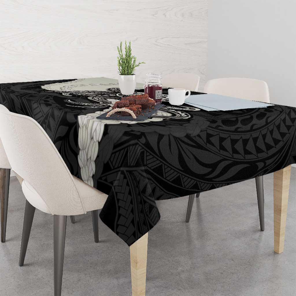 Black Polynesia Tribal Octopus Tattoo Tablecloth Pikake Lei Polynesian Pattern