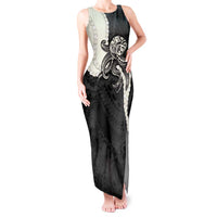 Black Polynesia Tribal Octopus Tattoo Tank Maxi Dress Pikake Lei Polynesian Pattern
