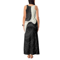 Black Polynesia Tribal Octopus Tattoo Tank Maxi Dress Pikake Lei Polynesian Pattern