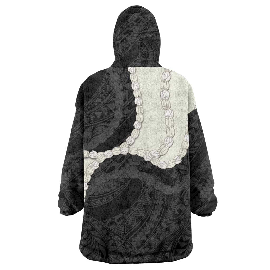 Black Polynesia Tribal Octopus Tattoo Wearable Blanket Hoodie Pikake Lei Polynesian Pattern
