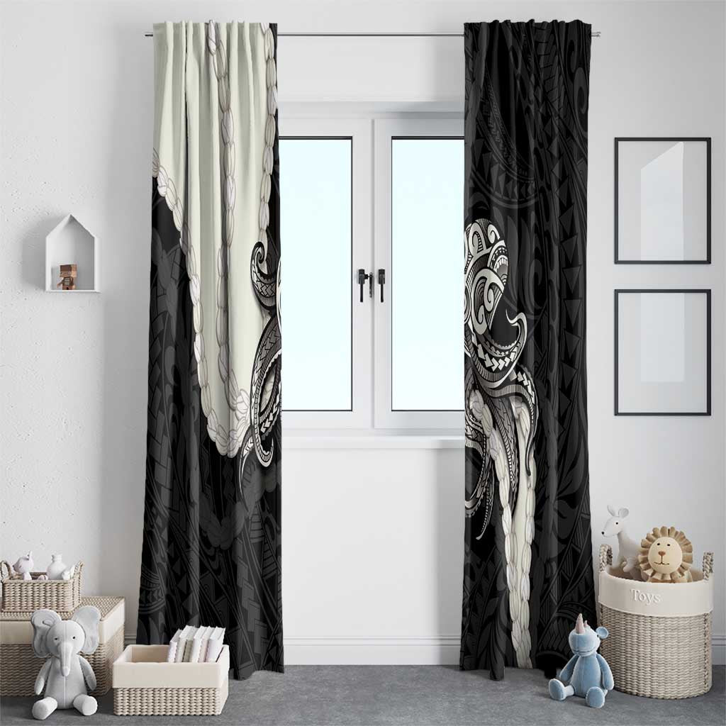 Black Polynesia Tribal Octopus Tattoo Window Curtain Pikake Lei Polynesian Pattern
