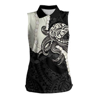 Black Polynesia Tribal Octopus Tattoo Women Sleeveless Polo Shirt Pikake Lei Polynesian Pattern