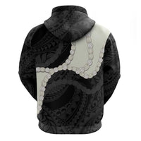 Black Polynesia Tribal Octopus Tattoo Zip Hoodie Pikake Lei Polynesian Pattern