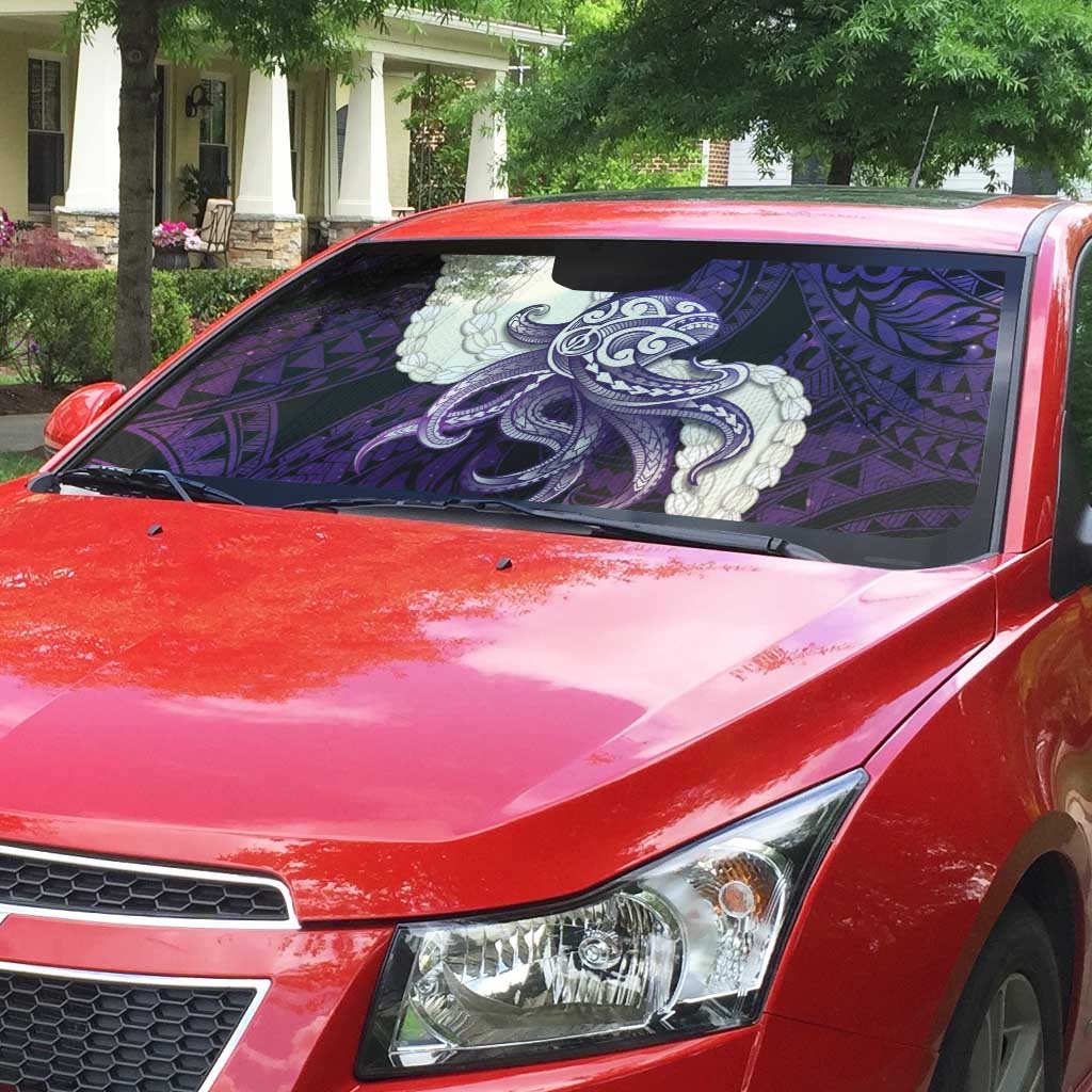 Purple Galaxy Polynesia Tribal Octopus Tattoo Auto Sun Shade Pikake Lei Polynesian Pattern