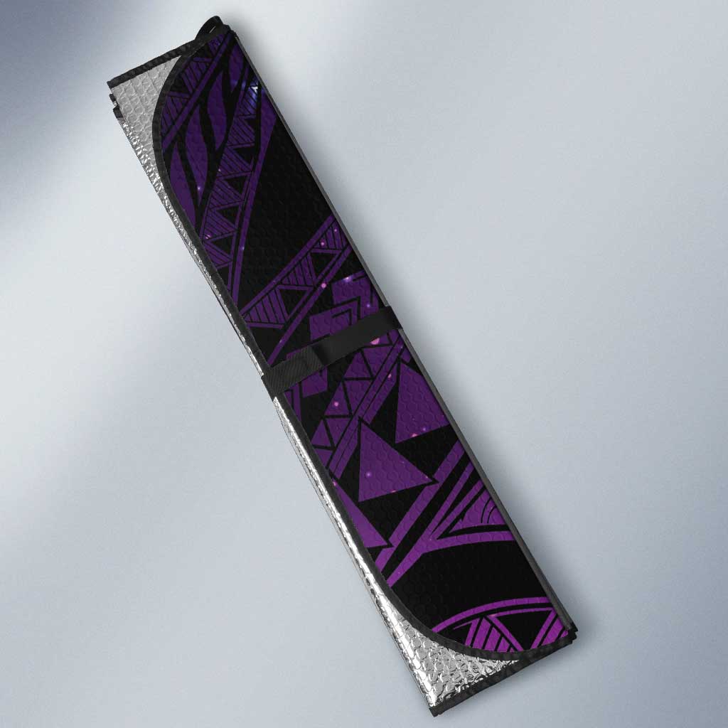 Purple Galaxy Polynesia Tribal Octopus Tattoo Auto Sun Shade Pikake Lei Polynesian Pattern