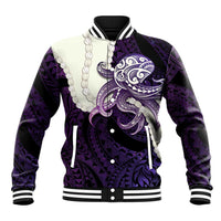 Purple Galaxy Polynesia Tribal Octopus Tattoo Baseball Jacket Pikake Lei Polynesian Pattern