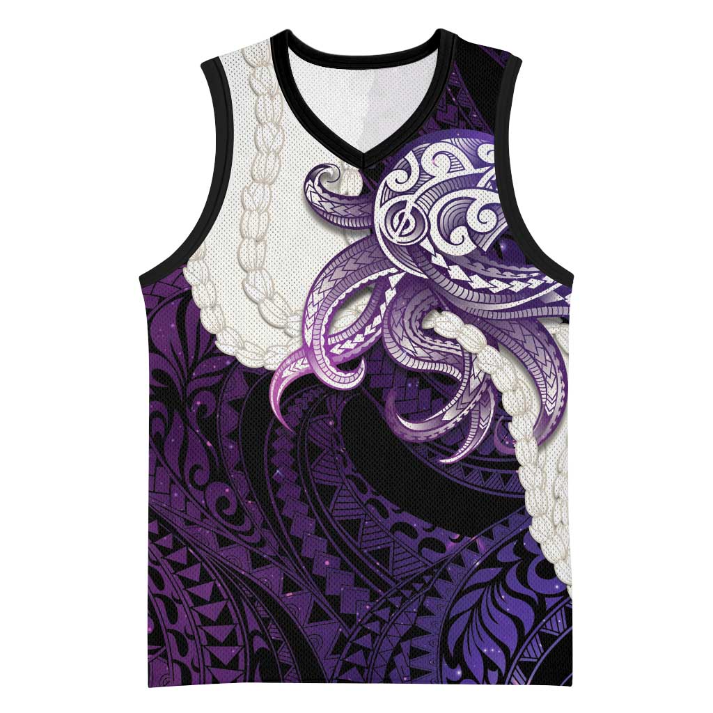 Purple Galaxy Polynesia Tribal Octopus Tattoo Basketball Jersey Pikake Lei Polynesian Pattern