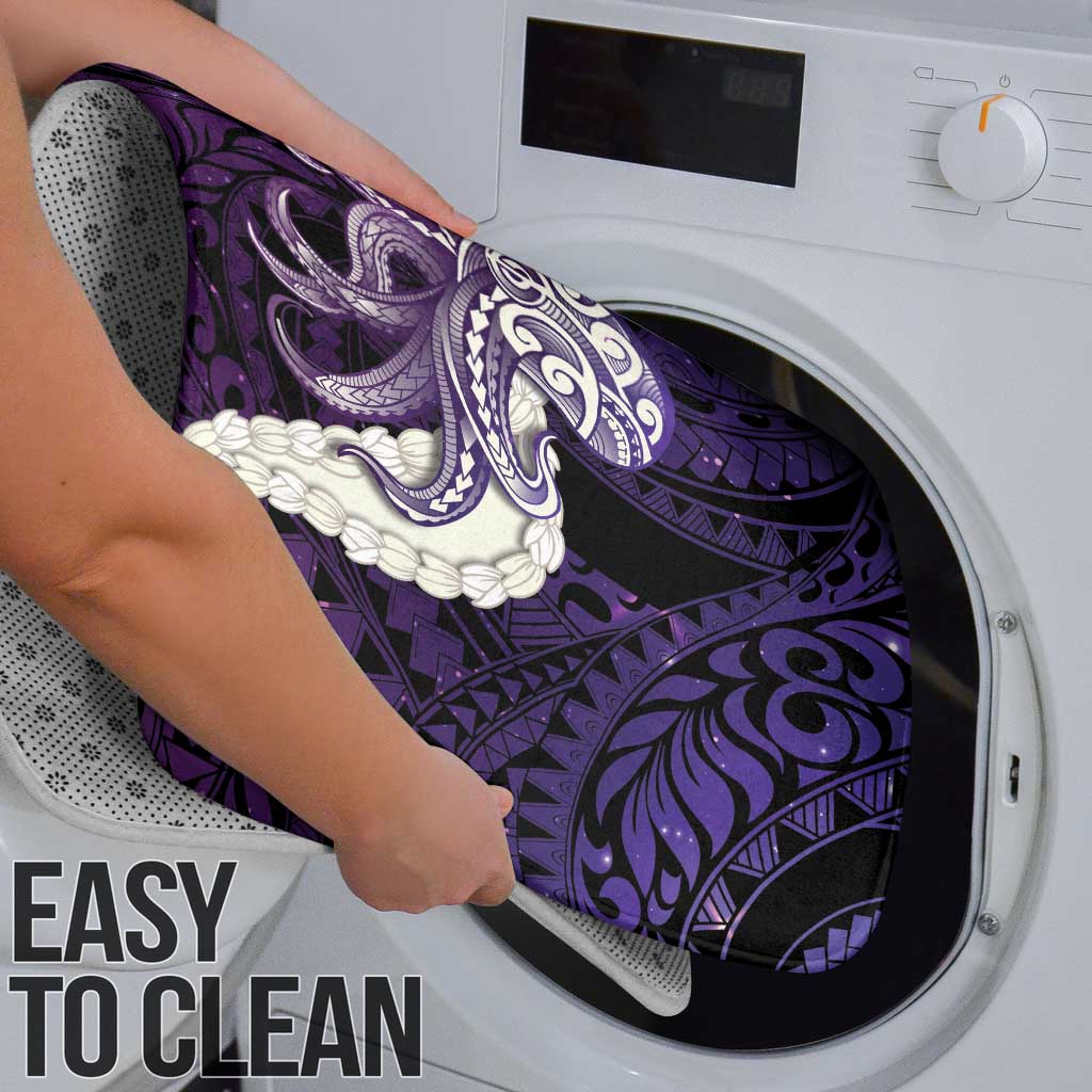 Purple Galaxy Polynesia Tribal Octopus Tattoo Bathroom Set Pikake Lei Polynesian Pattern