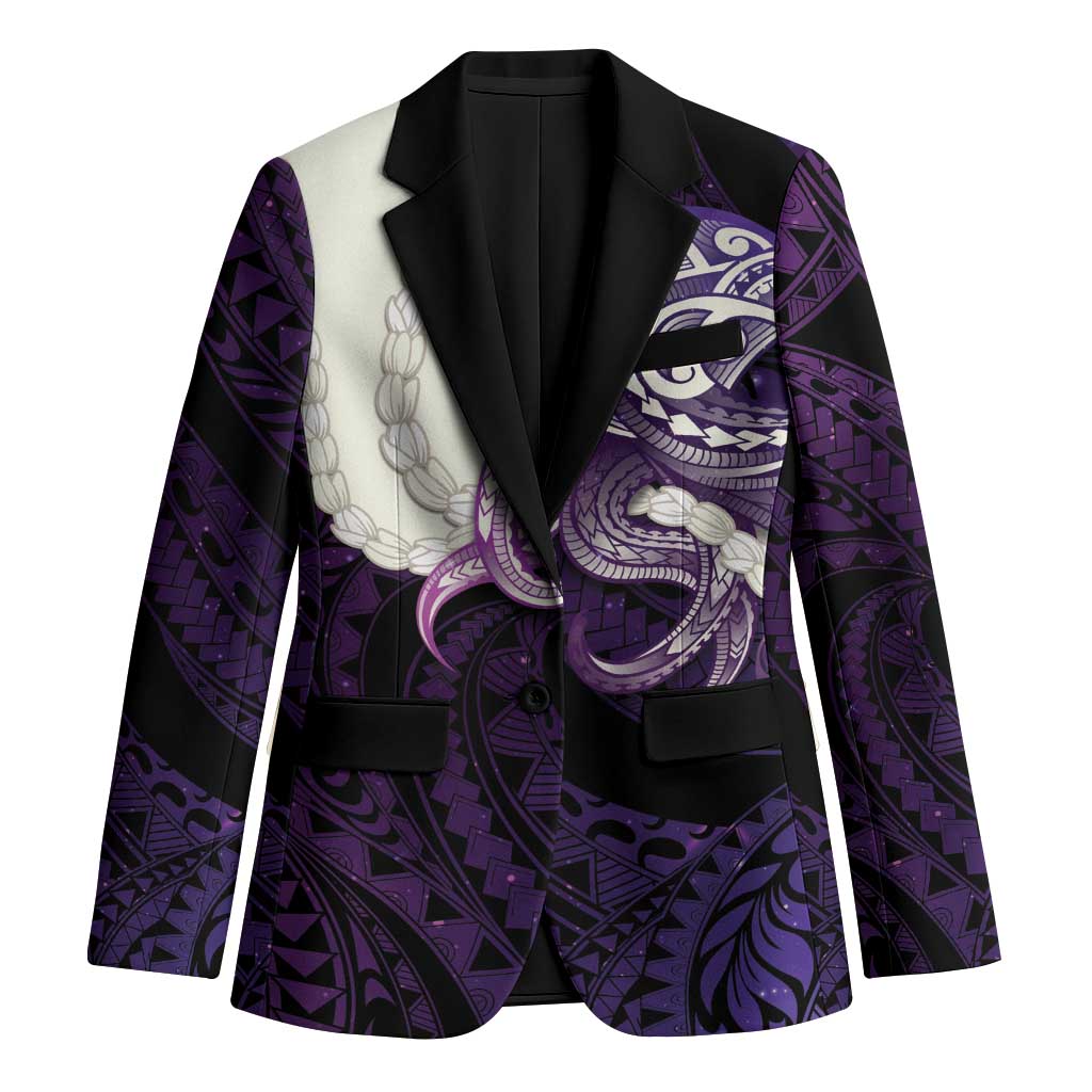 Purple Galaxy Polynesia Tribal Octopus Tattoo Blazer Pikake Lei Polynesian Pattern
