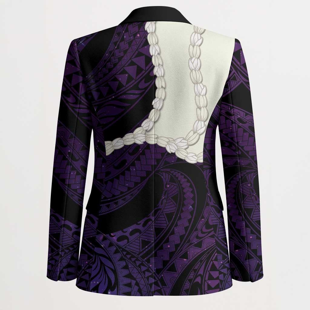 Purple Galaxy Polynesia Tribal Octopus Tattoo Blazer Pikake Lei Polynesian Pattern