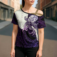 Purple Galaxy Polynesia Tribal Octopus Tattoo Cross Shoulder Shirt Pikake Lei Polynesian Pattern