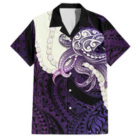Purple Galaxy Polynesia Tribal Octopus Tattoo Family Matching Long Sleeve Bodycon Dress and Hawaiian Shirt Pikake Lei Polynesian Pattern