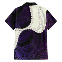 Purple Galaxy Polynesia Tribal Octopus Tattoo Family Matching Off Shoulder Short Dress and Hawaiian Shirt Pikake Lei Polynesian Pattern