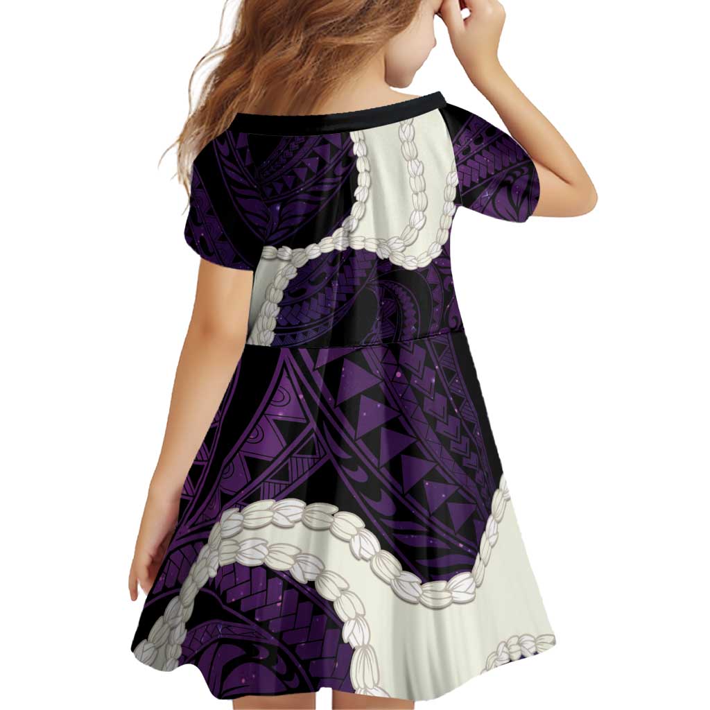 Purple Galaxy Polynesia Tribal Octopus Tattoo Family Matching Short Sleeve Bodycon Dress and Hawaiian Shirt Pikake Lei Polynesian Pattern