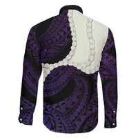 Purple Galaxy Polynesia Tribal Octopus Tattoo Family Matching Short Sleeve Bodycon Dress and Hawaiian Shirt Pikake Lei Polynesian Pattern
