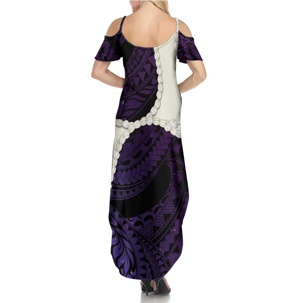 Purple Galaxy Polynesia Tribal Octopus Tattoo Family Matching Summer Maxi Dress and Hawaiian Shirt Pikake Lei Polynesian Pattern LT14 - Polynesian Pride