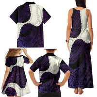 Purple Galaxy Polynesia Tribal Octopus Tattoo Family Matching Tank Maxi Dress and Hawaiian Shirt Pikake Lei Polynesian Pattern