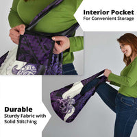 Purple Galaxy Polynesia Tribal Octopus Tattoo Grocery Bag Pikake Lei Polynesian Pattern