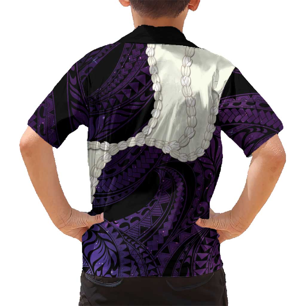 Purple Galaxy Polynesia Tribal Octopus Tattoo Hawaiian Shirt Pikake Lei Polynesian Pattern