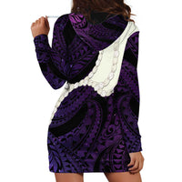 Purple Galaxy Polynesia Tribal Octopus Tattoo Hoodie Dress Pikake Lei Polynesian Pattern
