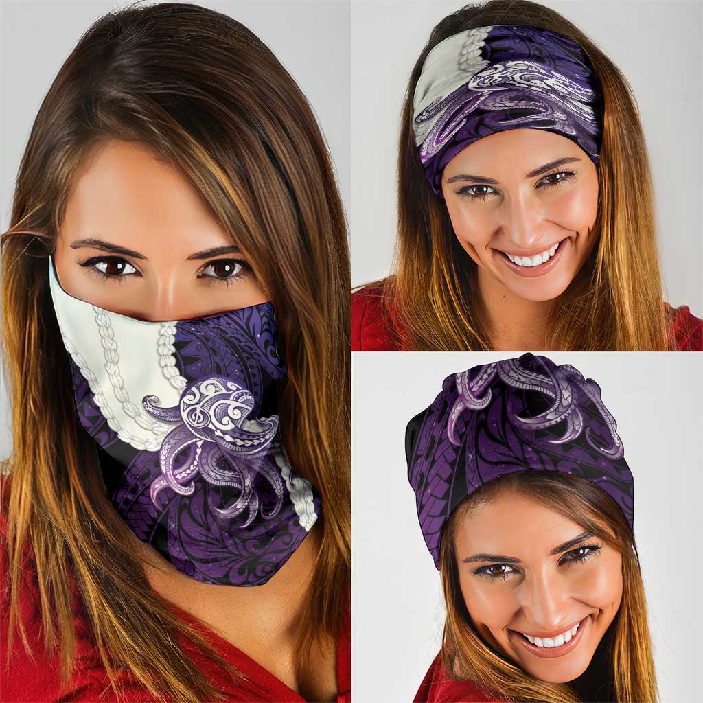 Purple Galaxy Polynesia Tribal Octopus Tattoo Neck Gaiter Pikake Lei Polynesian Pattern