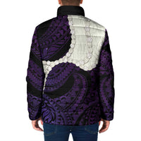 Purple Galaxy Polynesia Tribal Octopus Tattoo Padded Jacket Pikake Lei Polynesian Pattern
