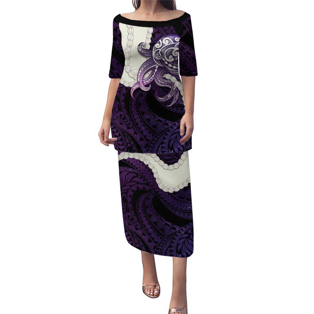 Purple Galaxy Polynesia Tribal Octopus Tattoo Puletasi Pikake Lei Polynesian Pattern