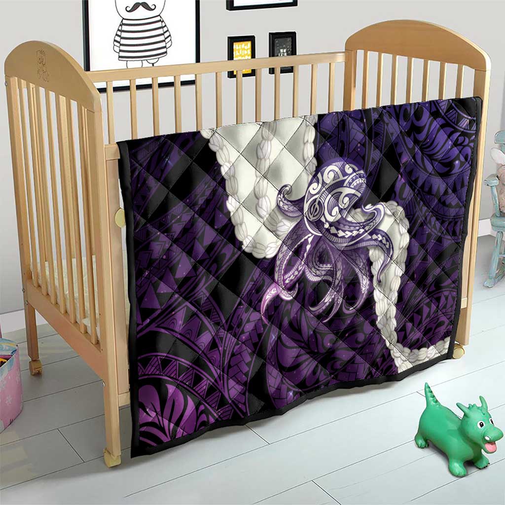 Purple Galaxy Polynesia Tribal Octopus Tattoo Quilt Pikake Lei Polynesian Pattern