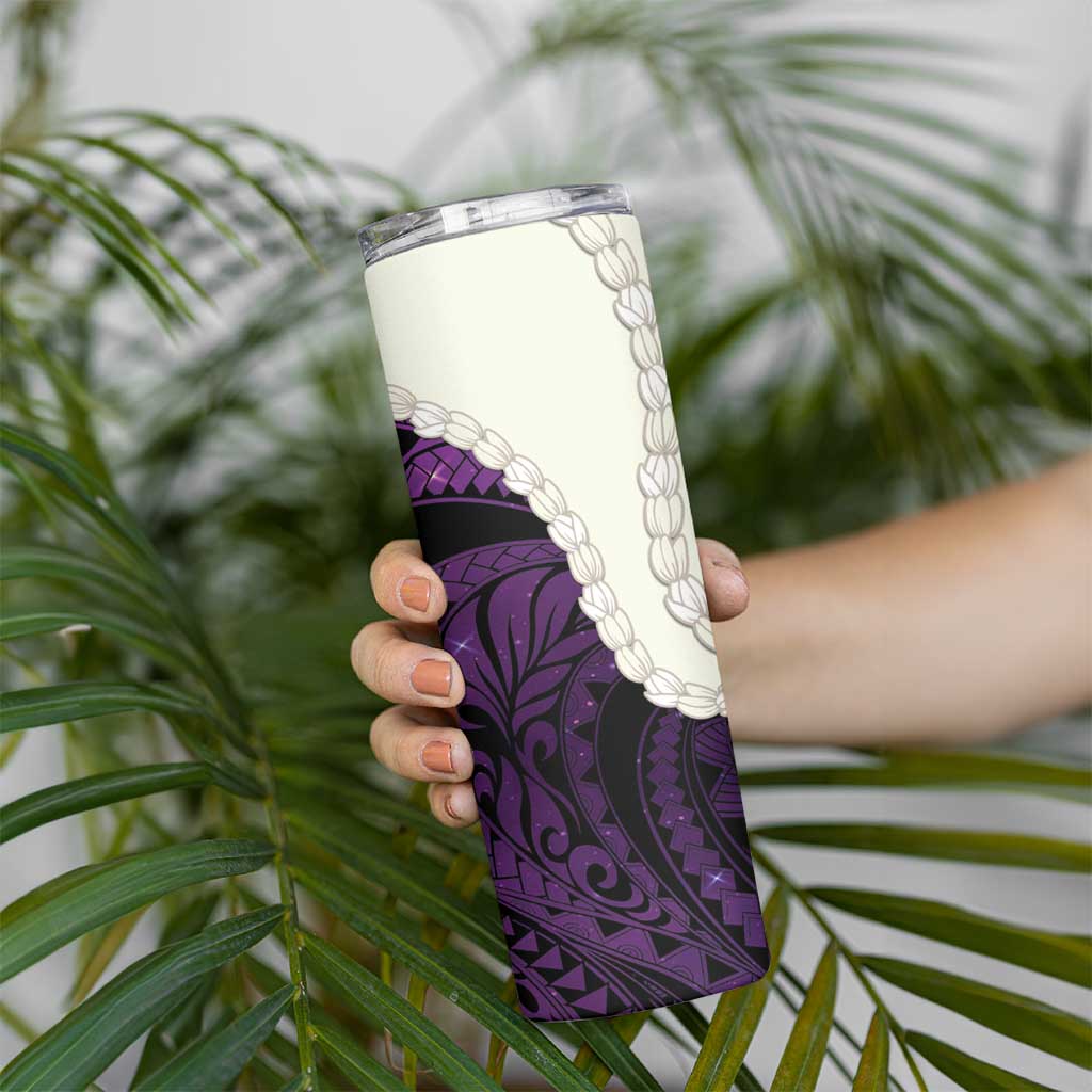 Purple Galaxy Polynesia Tribal Octopus Tattoo Skinny Tumbler Pikake Lei Polynesian Pattern