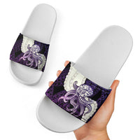 Purple Galaxy Polynesia Tribal Octopus Tattoo Slide Sandals Pikake Lei Polynesian Pattern