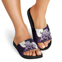 Purple Galaxy Polynesia Tribal Octopus Tattoo Slide Sandals Pikake Lei Polynesian Pattern