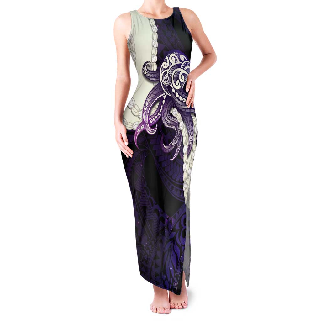 Purple Galaxy Polynesia Tribal Octopus Tattoo Tank Maxi Dress Pikake Lei Polynesian Pattern