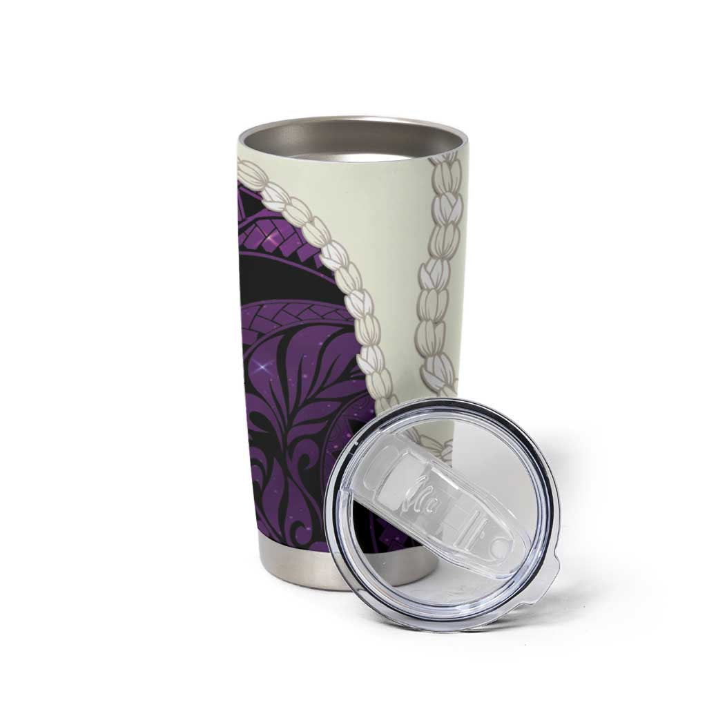 Purple Galaxy Polynesia Tribal Octopus Tattoo Tumbler Cup Pikake Lei Polynesian Pattern