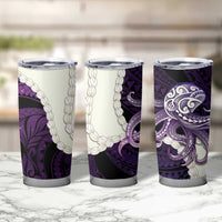 Purple Galaxy Polynesia Tribal Octopus Tattoo Tumbler Cup Pikake Lei Polynesian Pattern