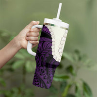 Purple Galaxy Polynesia Tribal Octopus Tattoo Tumbler With Handle Pikake Lei Polynesian Pattern