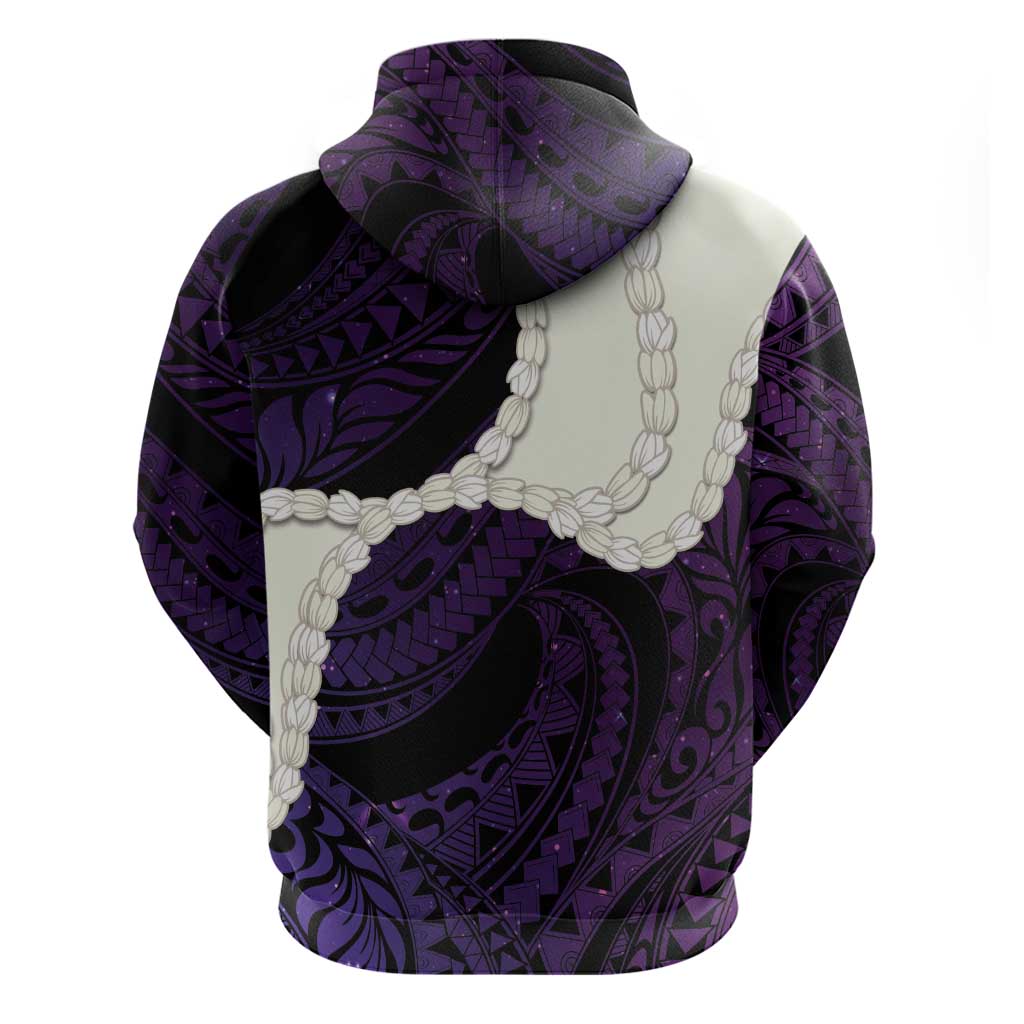 Purple Galaxy Polynesia Tribal Octopus Tattoo Zip Hoodie Pikake Lei Polynesian Pattern