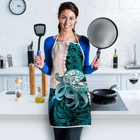 Teal Galaxy Polynesia Tribal Octopus Tattoo Apron Pikake Lei Polynesian Pattern
