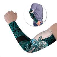 Teal Galaxy Polynesia Tribal Octopus Tattoo Arm Sleeves Pikake Lei Polynesian Pattern
