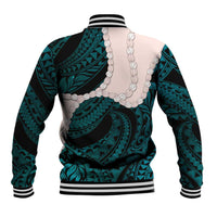 Teal Galaxy Polynesia Tribal Octopus Tattoo Baseball Jacket Pikake Lei Polynesian Pattern