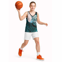 Teal Galaxy Polynesia Tribal Octopus Tattoo Basketball Jersey Pikake Lei Polynesian Pattern