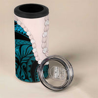 Teal Galaxy Polynesia Tribal Octopus Tattoo 4 in 1 Can Cooler Tumbler Pikake Lei Polynesian Pattern