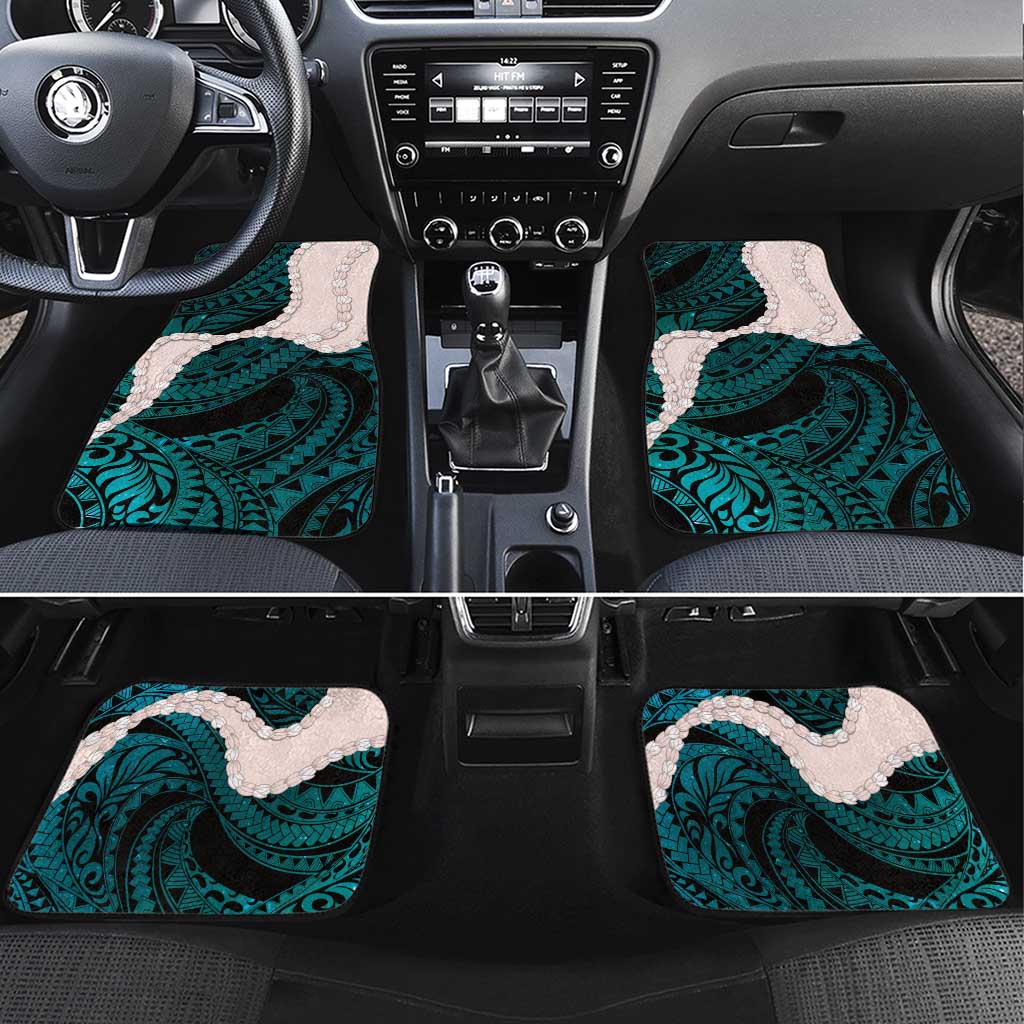 Teal Galaxy Polynesia Tribal Octopus Tattoo Car Mats Pikake Lei Polynesian Pattern