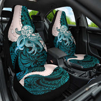 Teal Galaxy Polynesia Tribal Octopus Tattoo Car Seat Cover Pikake Lei Polynesian Pattern