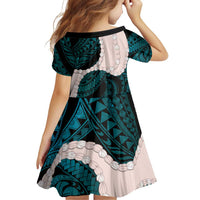Teal Galaxy Polynesia Tribal Octopus Tattoo Family Matching Short Sleeve Bodycon Dress and Hawaiian Shirt Pikake Lei Polynesian Pattern LT14 - Polynesian Pride