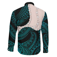 Teal Galaxy Polynesia Tribal Octopus Tattoo Family Matching Short Sleeve Bodycon Dress and Hawaiian Shirt Pikake Lei Polynesian Pattern LT14 - Polynesian Pride