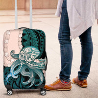 Teal Galaxy Polynesia Tribal Octopus Tattoo Luggage Cover Pikake Lei Polynesian Pattern