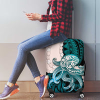 Teal Galaxy Polynesia Tribal Octopus Tattoo Luggage Cover Pikake Lei Polynesian Pattern